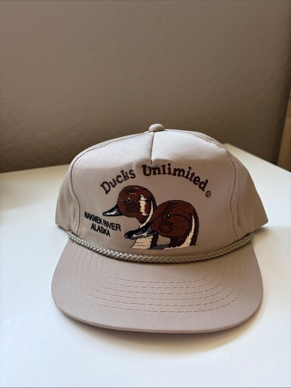 Vintage Ducks Unlimited Naknek River Alaska Snapback Rope Hat - OSFA